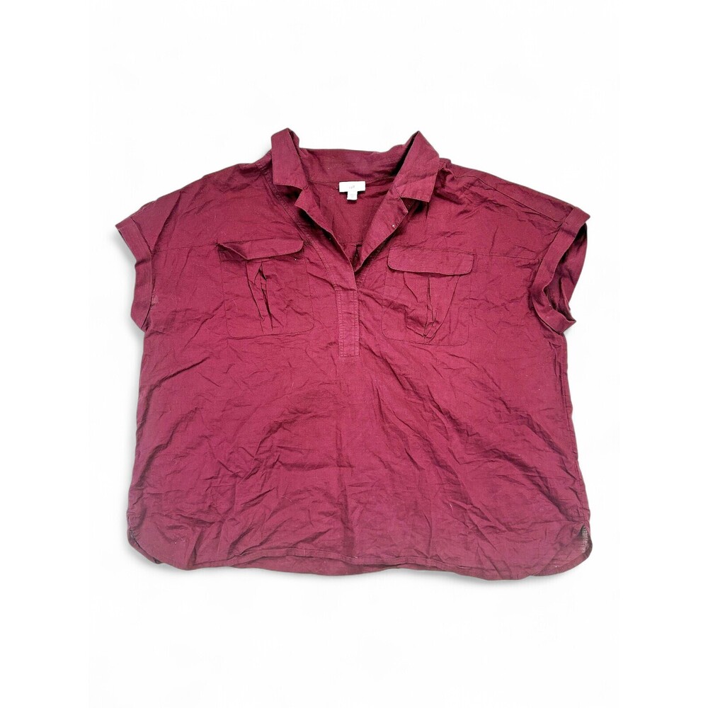J. Jill Plus 2X Maroon Short-Sleeve Utility Popover Blouse